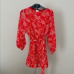 Flying Tomato Vibrant Red and White Floral Dress